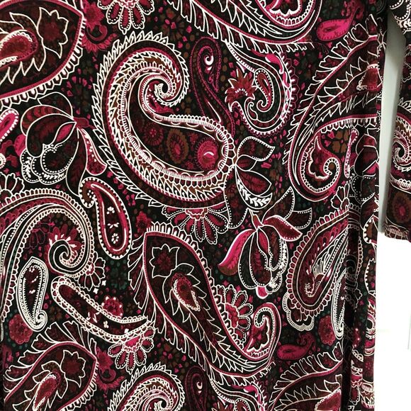 MSK Women's Swing Dress Size Medium Paisley Long Sleeve Crew Neck Pullover - Picture 9 of 9